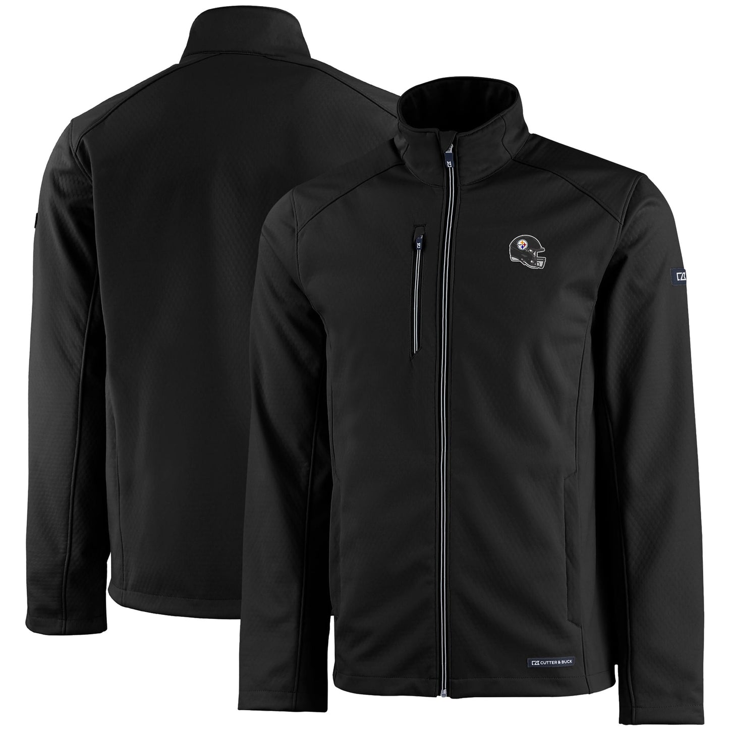 Men's Cutter & Buck Black Pittsburgh Steelers Evoke Eco Softshell Recycled Full-Zip Jacket