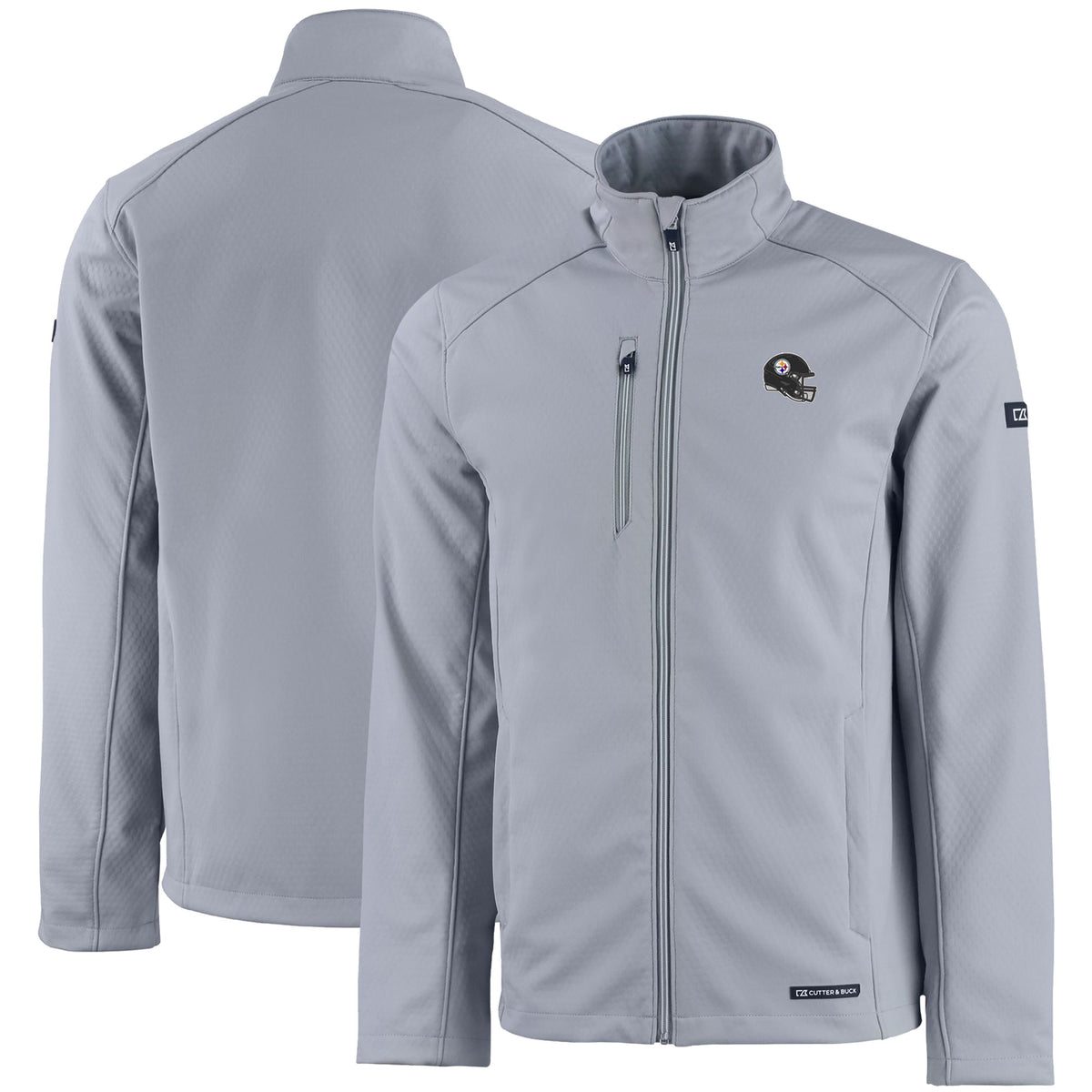 Men's Cutter & Buck Gray Pittsburgh Steelers Evoke Eco Softshell Recycled Full-Zip Jacket