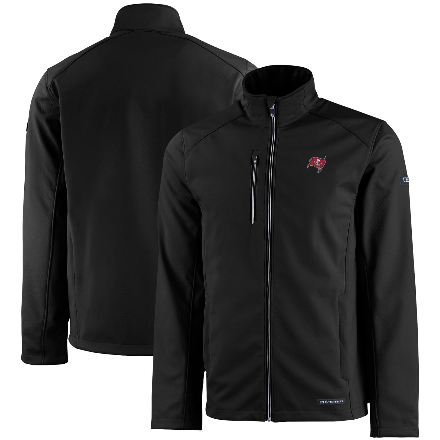 Men's Cutter & Buck Black Tampa Bay Buccaneers Evoke Eco Softshell Recycled Full-Zip Jacket