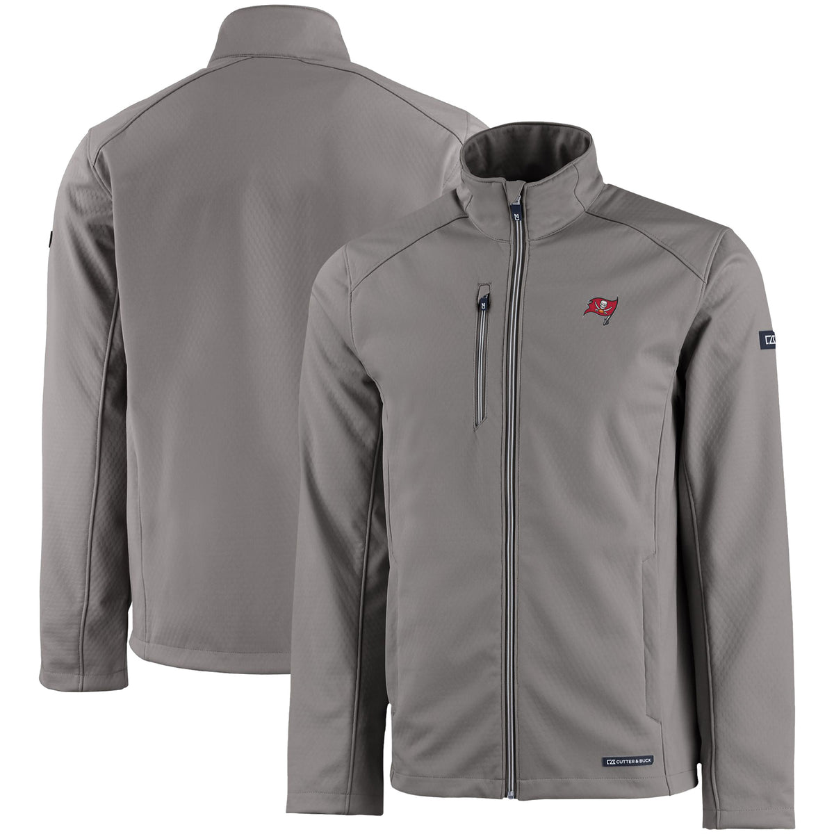 Men's Cutter & Buck Gray Tampa Bay Buccaneers Evoke Eco Softshell Recycled Full-Zip Jacket