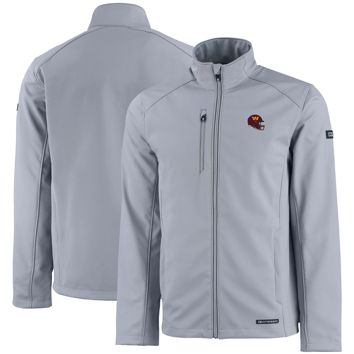 Men's Cutter & Buck Gray Washington Commanders Evoke Eco Softshell Recycled Full-Zip Jacket