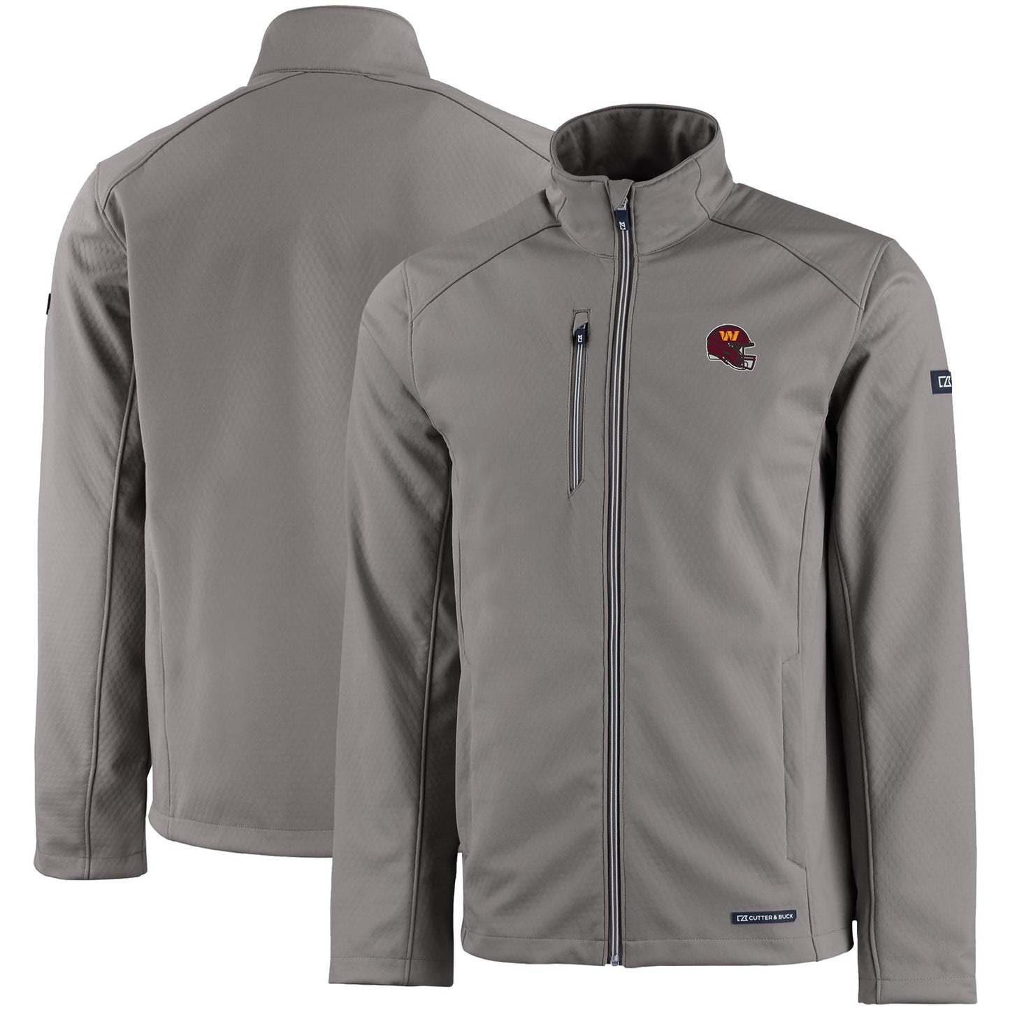 Men's Cutter & Buck Gray Washington Commanders Evoke Eco Softshell Recycled Full-Zip Jacket