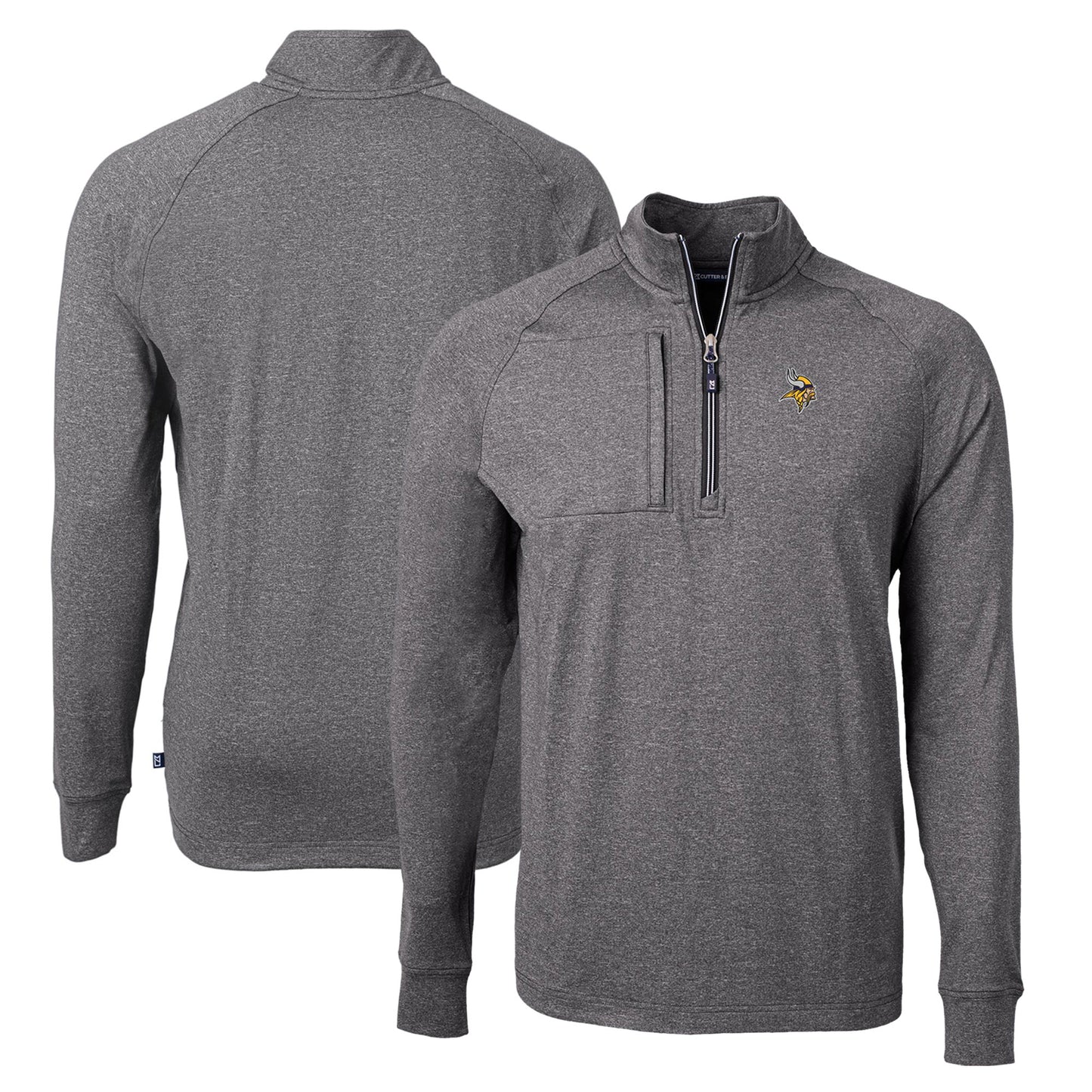 Men's Cutter & Buck  Heather Black Minnesota Vikings  Adapt Eco Knit Quarter-Zip Pullover Top