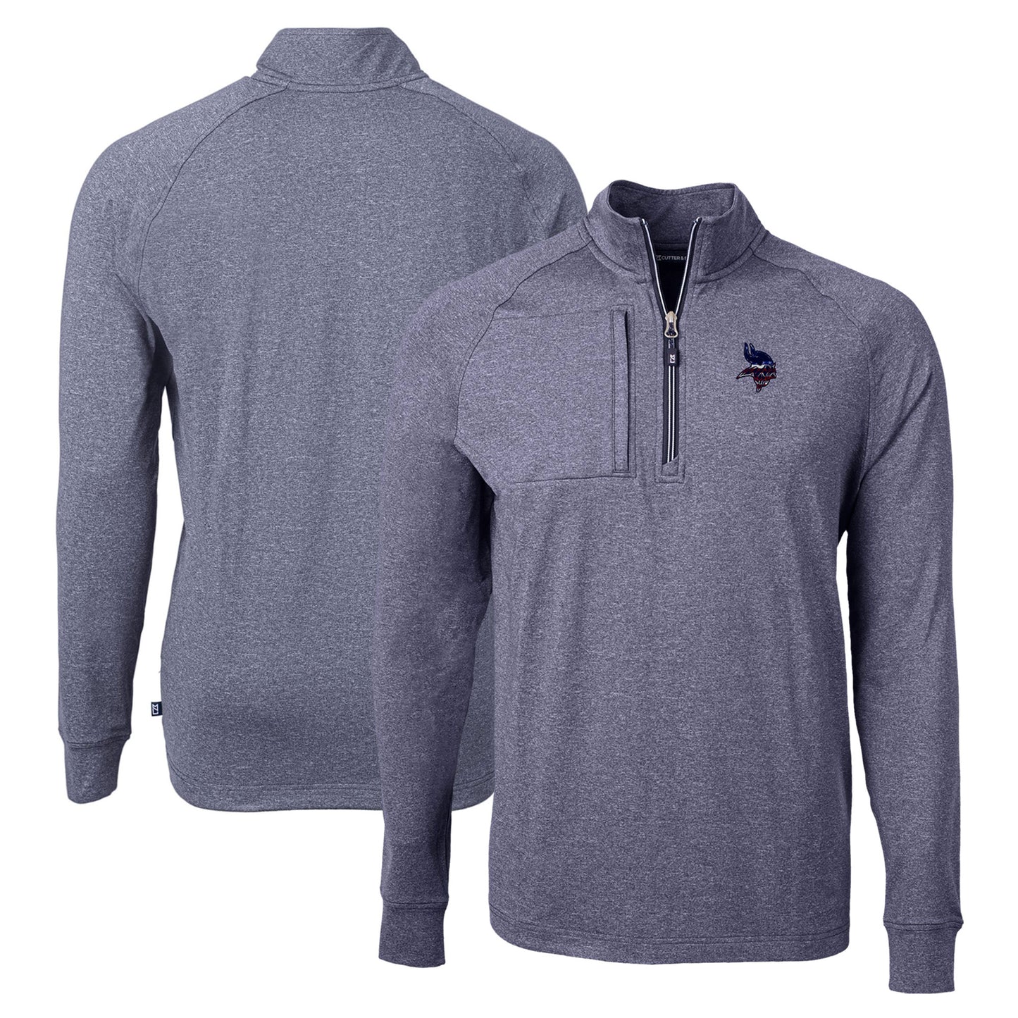 Men's Cutter & Buck  Heather Navy Minnesota Vikings  Adapt Eco Knit Quarter-Zip Pullover Top