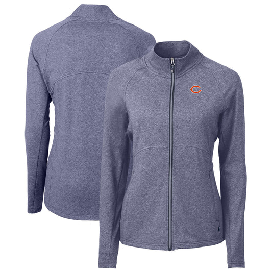 Women's Cutter & Buck  Heather Navy Chicago Bears Adapt Eco Knit Recycled Full-Zip Jacket
