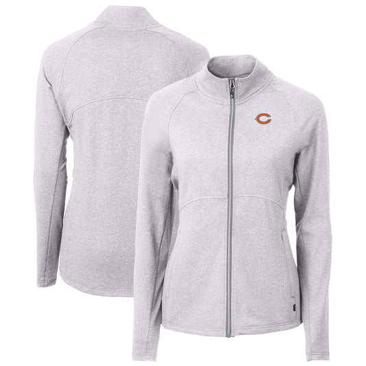 Women's Cutter & Buck  Heather Gray Chicago Bears Adapt Eco Knit Recycled Full-Zip Jacket