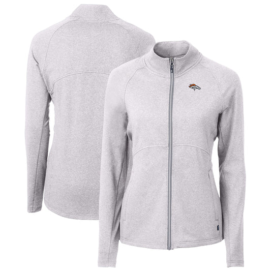 Women's Cutter & Buck  Heather Gray Denver Broncos Adapt Eco Knit Recycled Full-Zip Jacket