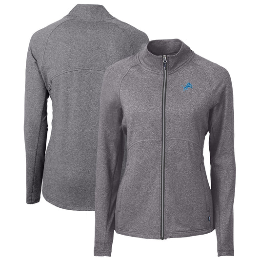 Women's Cutter & Buck  Heather Black Detroit Lions Adapt Eco Knit Recycled Full-Zip Jacket