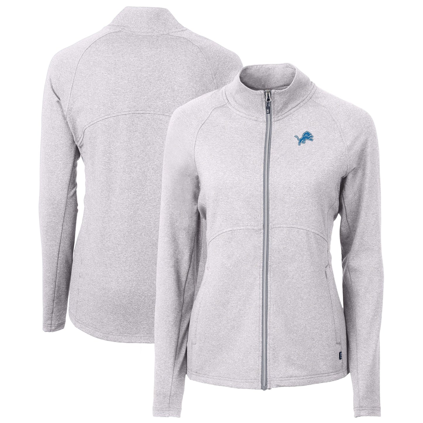 Women's Cutter & Buck  Heather Gray Detroit Lions Adapt Eco Knit Recycled Full-Zip Jacket