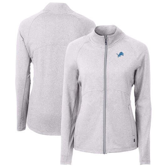 Women's Cutter & Buck  Heather Gray Detroit Lions Adapt Eco Knit Recycled Full-Zip Jacket
