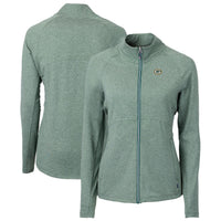 Women's Cutter & Buck  Heather Green Green Bay Packers Adapt Eco Knit Recycled Full-Zip Jacket