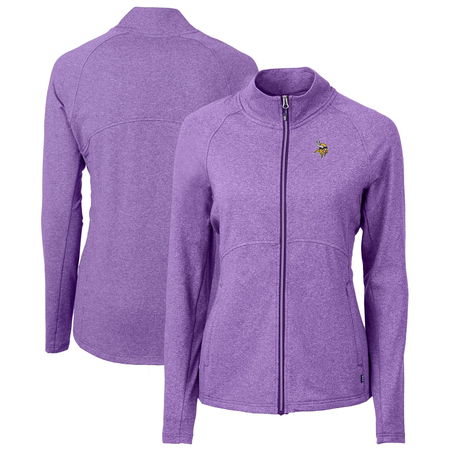 Women's Cutter & Buck  Heather Purple Minnesota Vikings Adapt Eco Knit Recycled Full-Zip Jacket