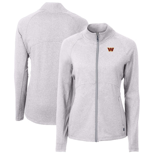 Women's Cutter & Buck  Heather Gray Washington Commanders Adapt Eco Knit Recycled Full-Zip Jacket