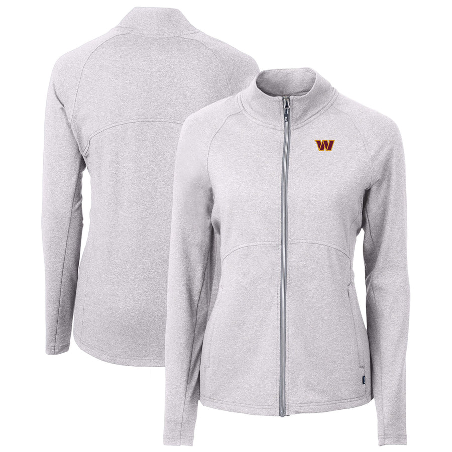 Women's Cutter & Buck  Heather Gray Washington Commanders Adapt Eco Knit Recycled Full-Zip Jacket