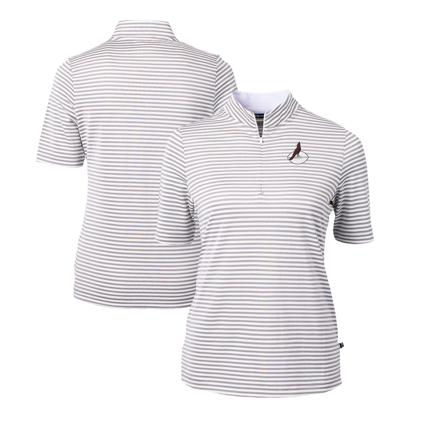 Women's Cutter & Buck  Gray Arizona Cardinals  DryTec Virtue Eco Pique Stripe Recycled Polo