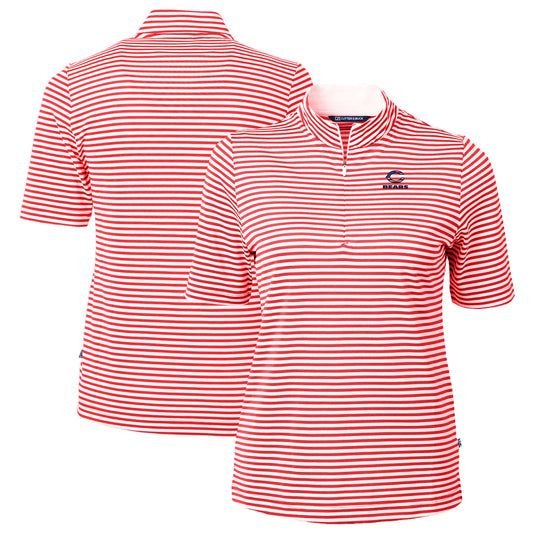 Women's Cutter & Buck  Red Chicago Bears  DryTec Virtue Eco Pique Stripe Recycled Polo