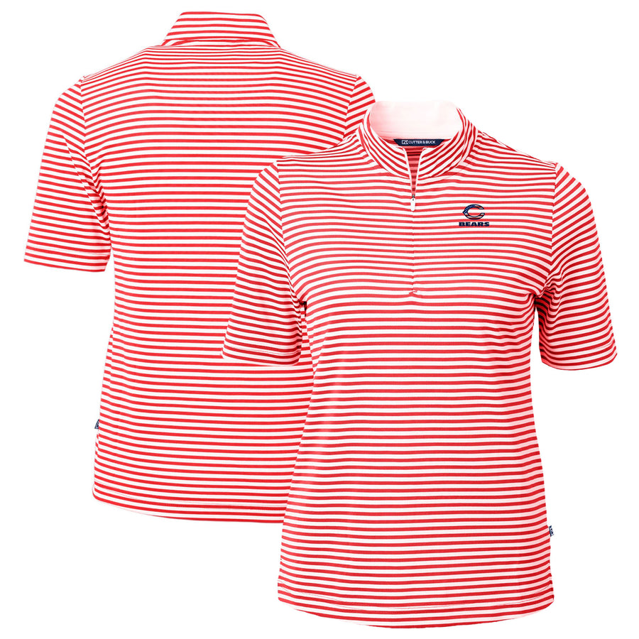Women's Cutter & Buck  Red Chicago Bears  DryTec Virtue Eco Pique Stripe Recycled Polo