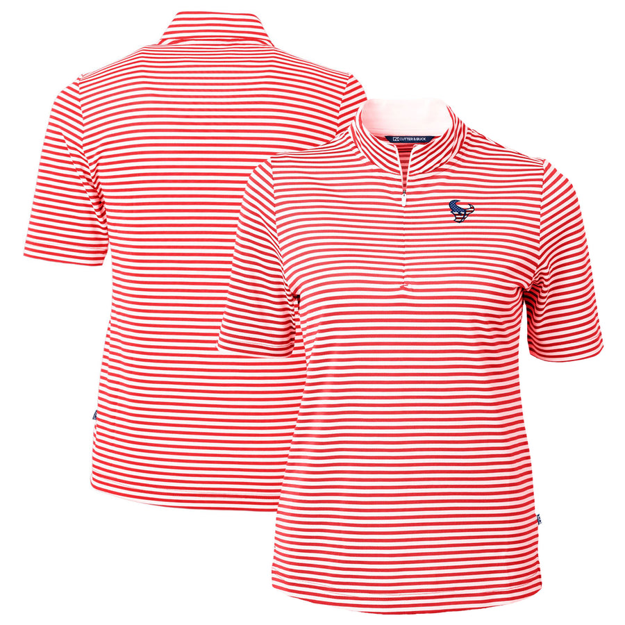 Women's Cutter & Buck  Red Houston Texans  DryTec Virtue Eco Pique Stripe Recycled Polo