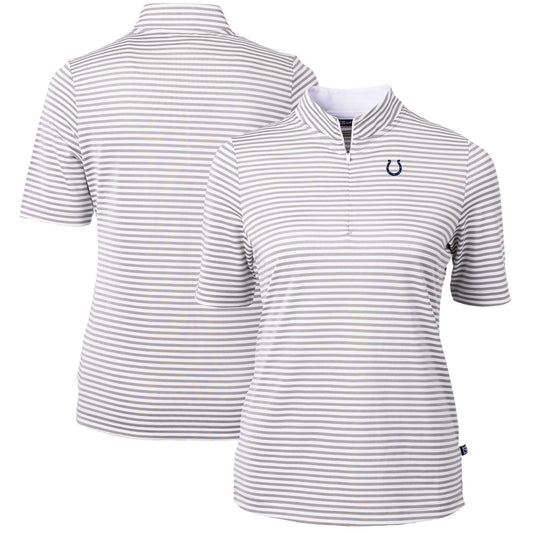 Women's Cutter & Buck  Gray Indianapolis Colts  DryTec Virtue Eco Pique Stripe Recycled Polo