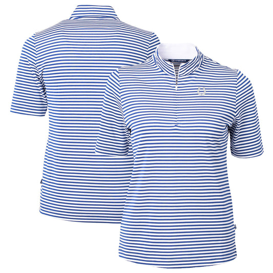 Women's Cutter & Buck  Royal Indianapolis Colts  DryTec Virtue Eco Pique Stripe Recycled Polo