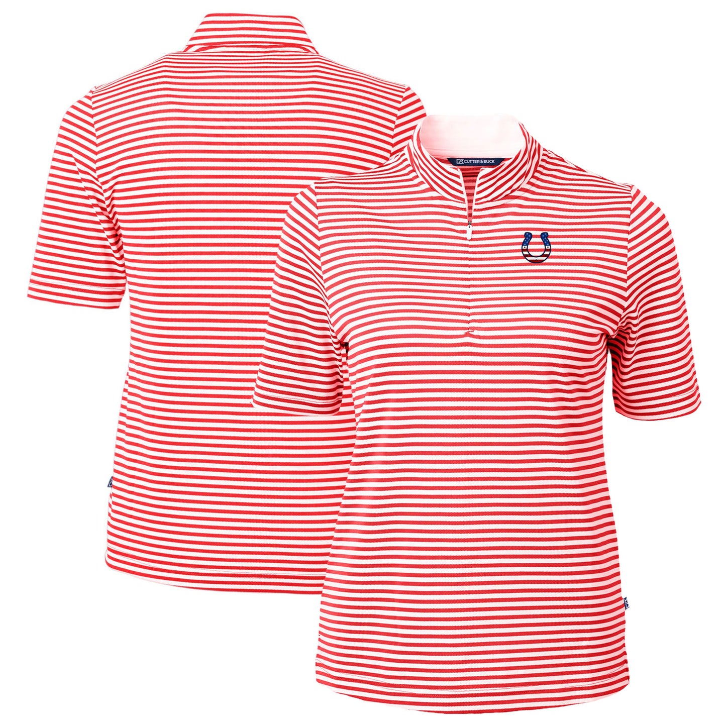 Women's Cutter & Buck  Red Indianapolis Colts  DryTec Virtue Eco Pique Stripe Recycled Polo