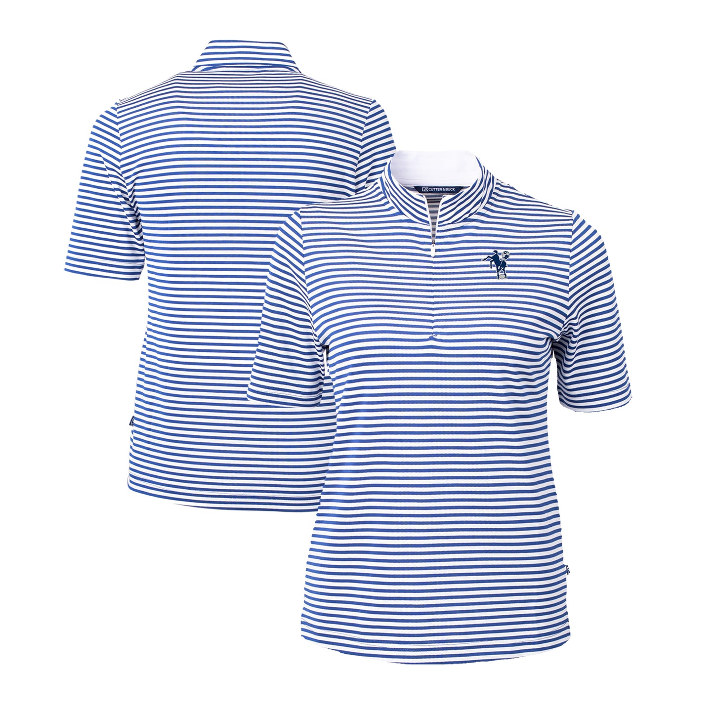 Women's Cutter & Buck  Navy Indianapolis Colts  DryTec Virtue Eco Pique Stripe Recycled Polo