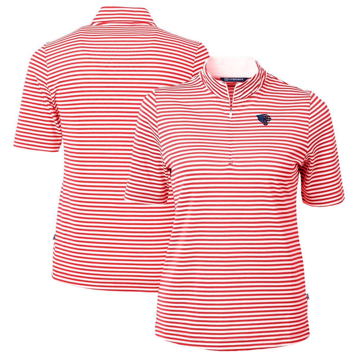 Women's Cutter & Buck  Red Jacksonville Jaguars  DryTec Virtue Eco Pique Stripe Recycled Polo