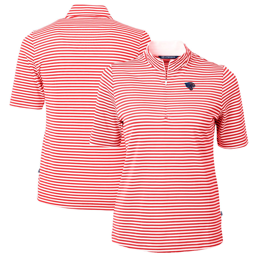 Women's Cutter & Buck  Red Jacksonville Jaguars  DryTec Virtue Eco Pique Stripe Recycled Polo