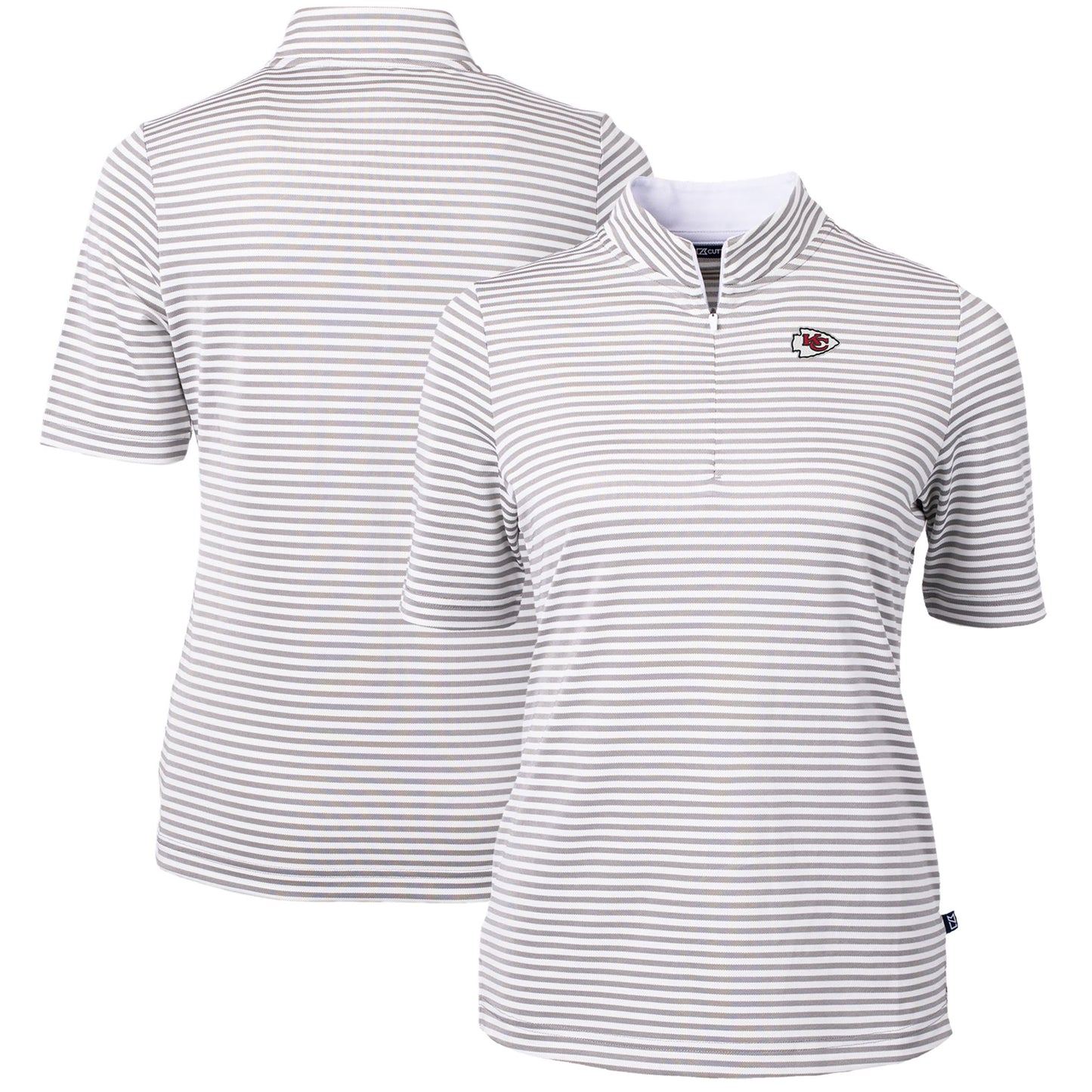 Women's Cutter & Buck  Gray Kansas City Chiefs  DryTec Virtue Eco Pique Stripe Recycled Polo