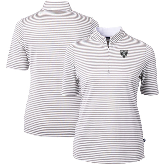 Women's Cutter & Buck  Gray Las Vegas Raiders  DryTec Virtue Eco Pique Stripe Recycled Polo