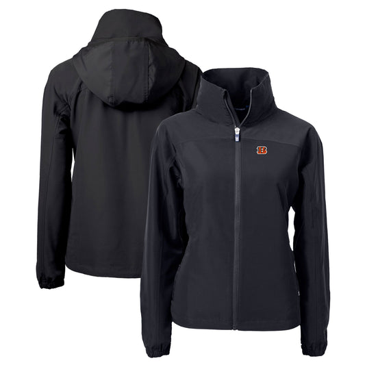 Women's Cutter & Buck Black Cincinnati Bengals Charter Eco Recycled Full-Zip Jacket