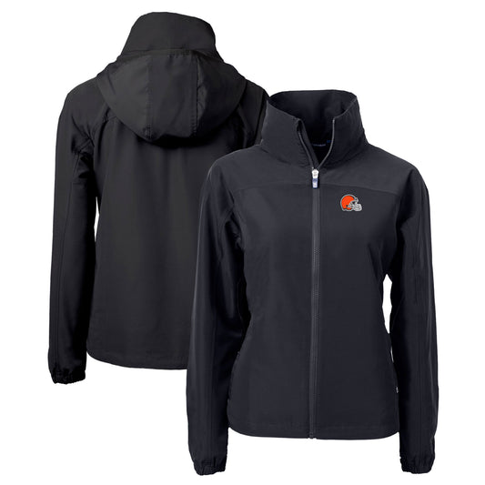 Women's Cutter & Buck Black Cleveland Browns Charter Eco Recycled Full-Zip Jacket