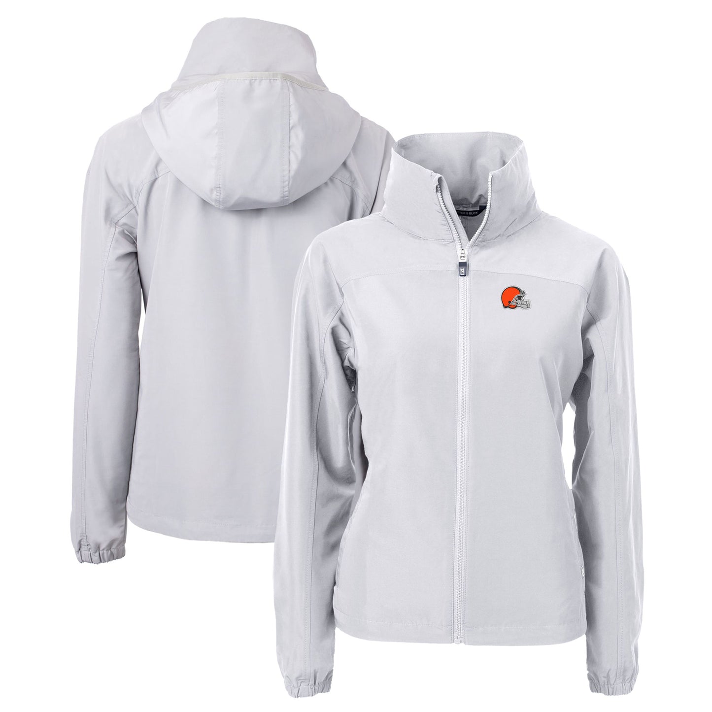 Women's Cutter & Buck Gray Cleveland Browns Charter Eco Recycled Full-Zip Jacket