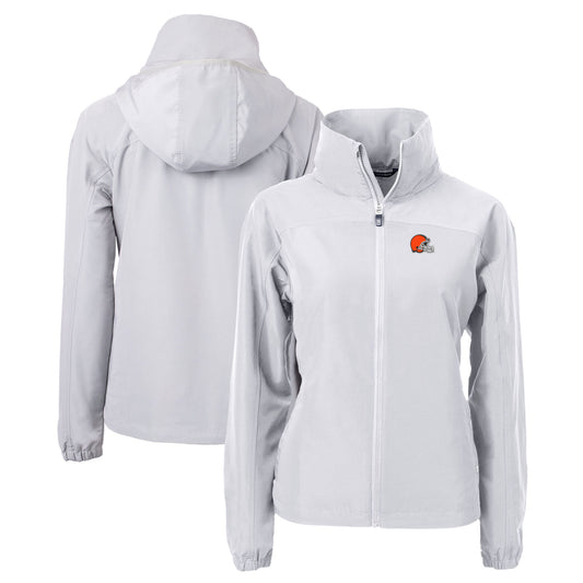 Women's Cutter & Buck Gray Cleveland Browns Charter Eco Recycled Full-Zip Jacket