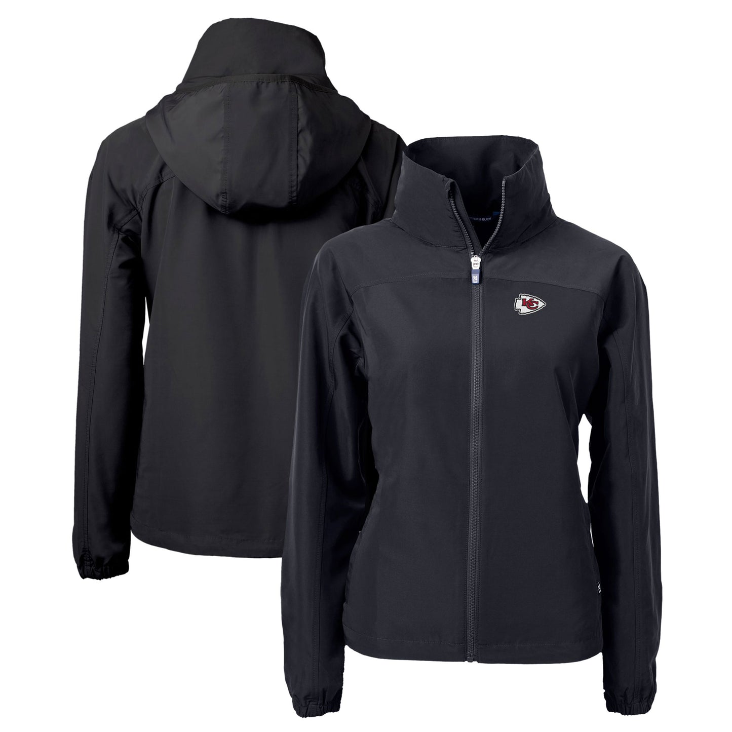 Women's Cutter & Buck Black Kansas City Chiefs Charter Eco Recycled Full-Zip Jacket