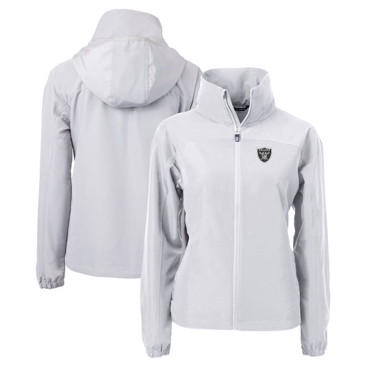 Women's Cutter & Buck Gray Las Vegas Raiders Charter Eco Recycled Full-Zip Jacket