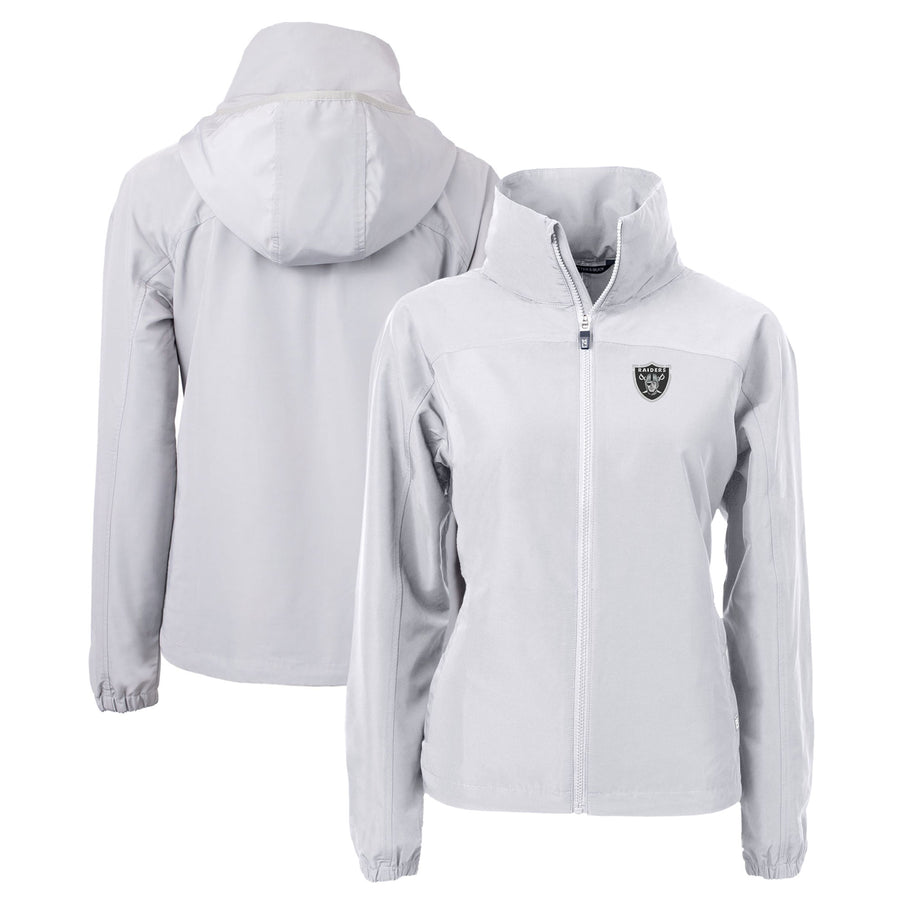 Women's Cutter & Buck Gray Las Vegas Raiders Charter Eco Recycled Full-Zip Jacket
