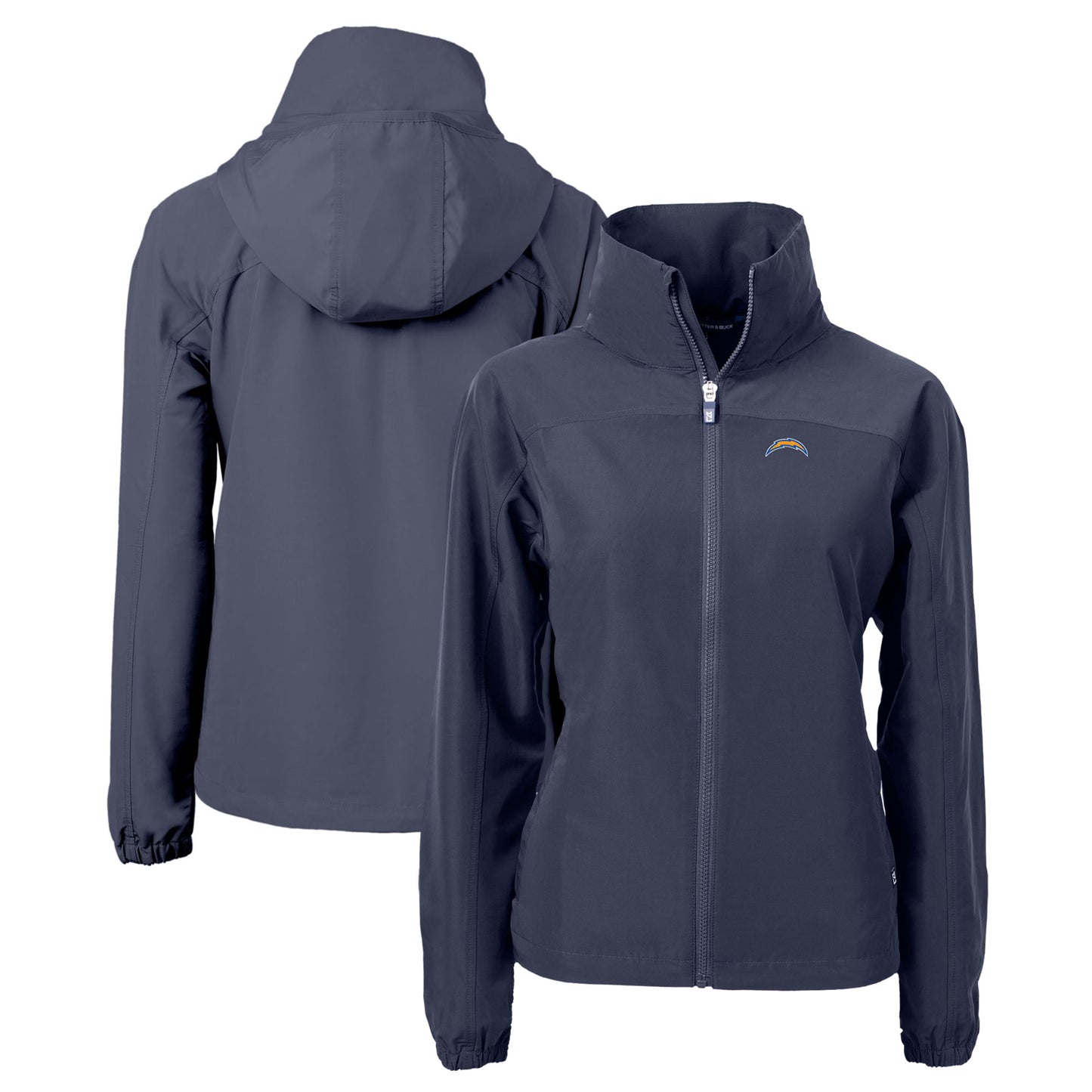 Women's Cutter & Buck  Navy Los Angeles Chargers  Charter Eco Recycled Full-Zip Jacket