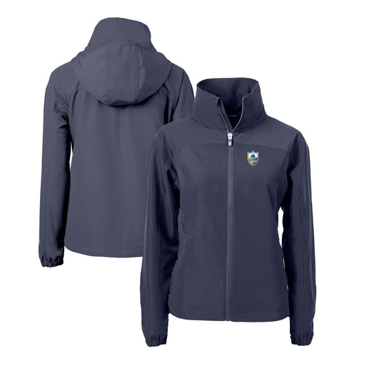 Women's Cutter & Buck  Navy Los Angeles Chargers  Charter Eco Recycled Full-Zip Jacket