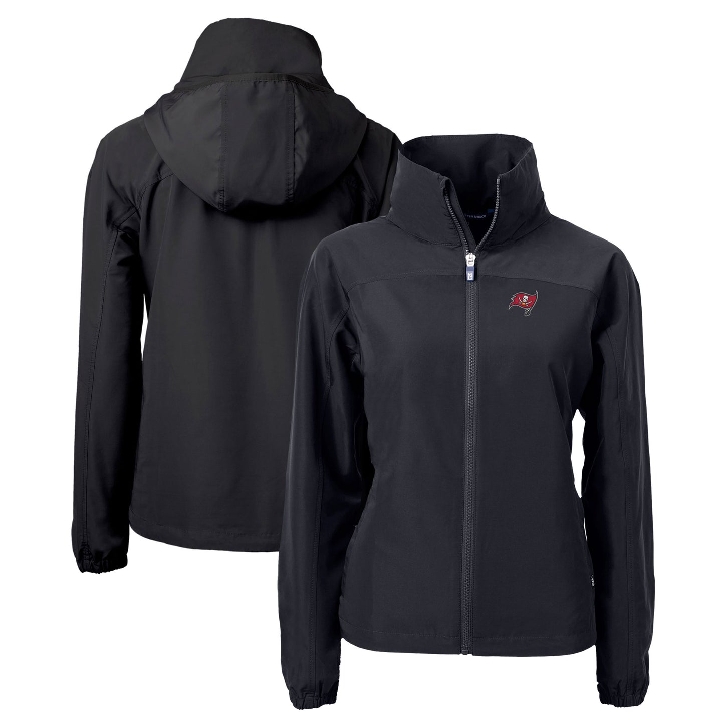 Women's Cutter & Buck Black Tampa Bay Buccaneers Charter Eco Recycled Full-Zip Jacket