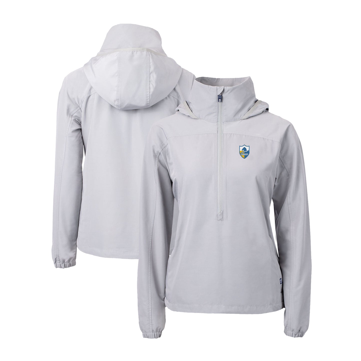 Women's Cutter & Buck Gray Los Angeles Chargers Charter Eco Recycled Half-Zip Anorak Jacket