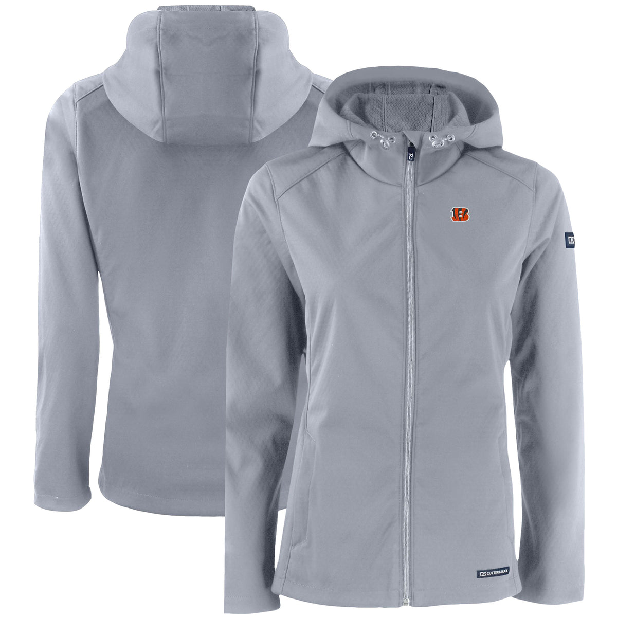 Women's Cutter & Buck Gray Cincinnati Bengals Evoke Eco Softshell Recycled Full-Zip Hooded Jacket