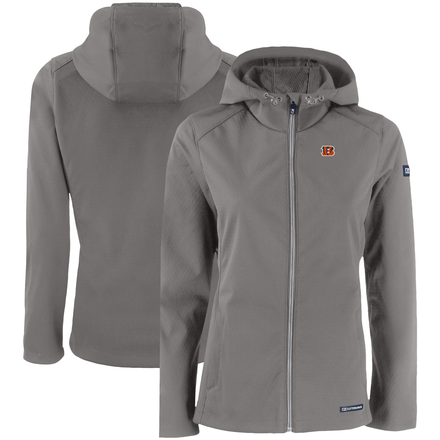 Women's Cutter & Buck Gray Cincinnati Bengals Evoke Eco Softshell Recycled Full-Zip Hooded Jacket