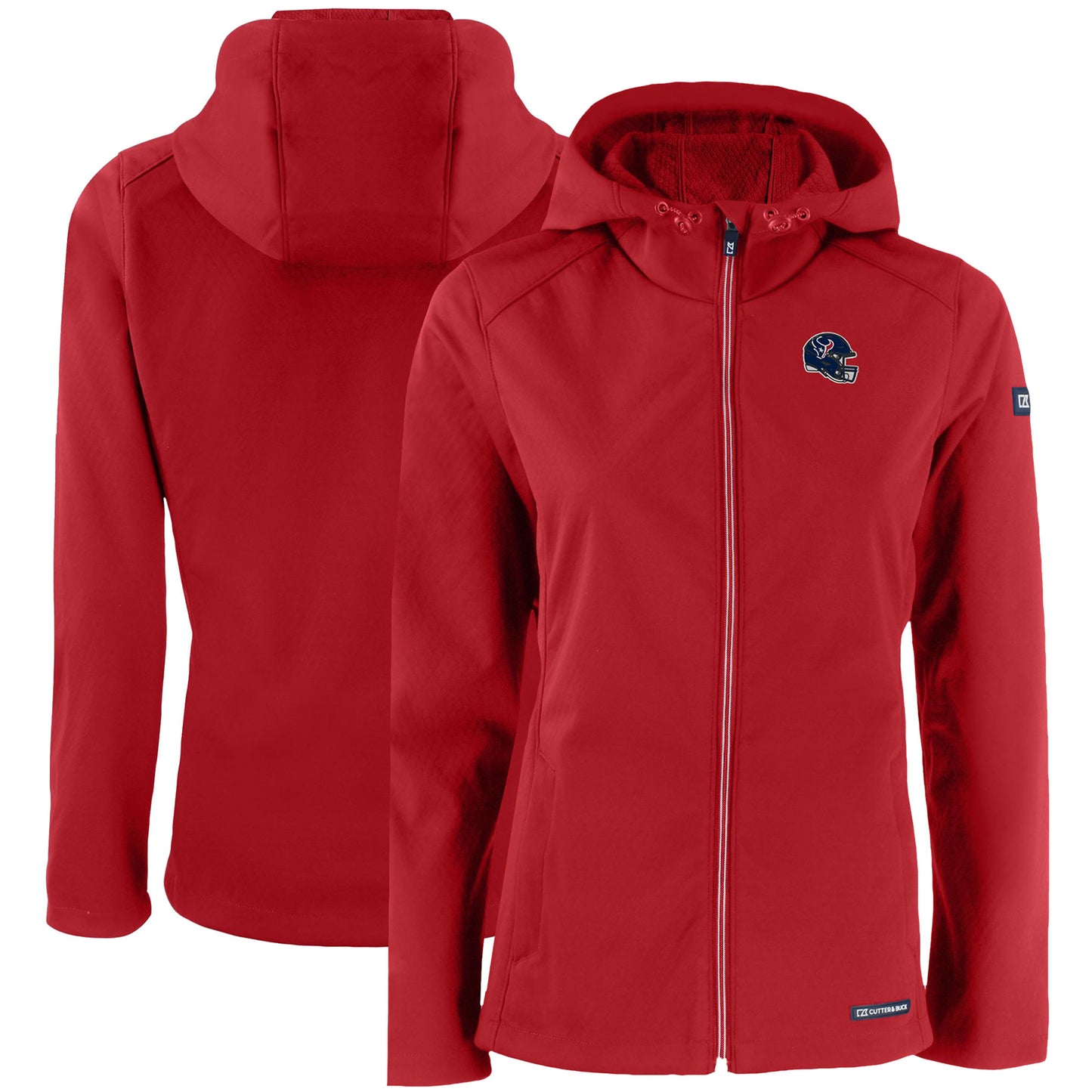 Women's Cutter & Buck Red Houston Texans Evoke Eco Softshell Recycled Full-Zip Hooded Jacket