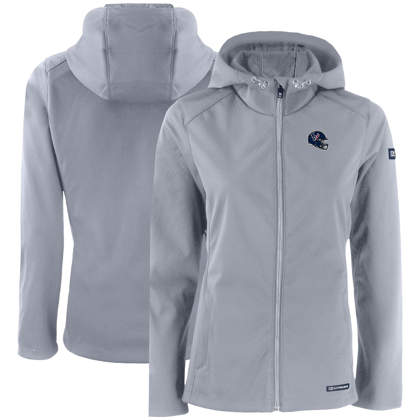 Women's Cutter & Buck Gray Houston Texans Evoke Eco Softshell Recycled Full-Zip Hooded Jacket