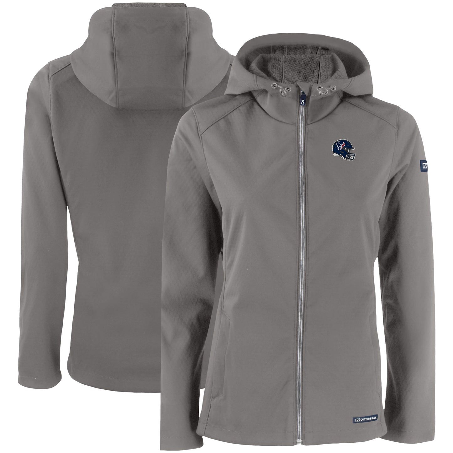 Women's Cutter & Buck Gray Houston Texans Evoke Eco Softshell Recycled Full-Zip Hooded Jacket