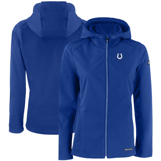 Women's Cutter & Buck Royal Indianapolis Colts Evoke Eco Softshell Recycled Full-Zip Hooded Jacket