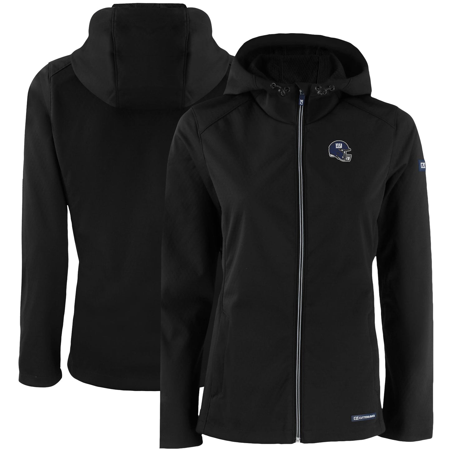 Women's Cutter & Buck Black New York Giants Evoke Eco Softshell Recycled Full-Zip Hooded Jacket