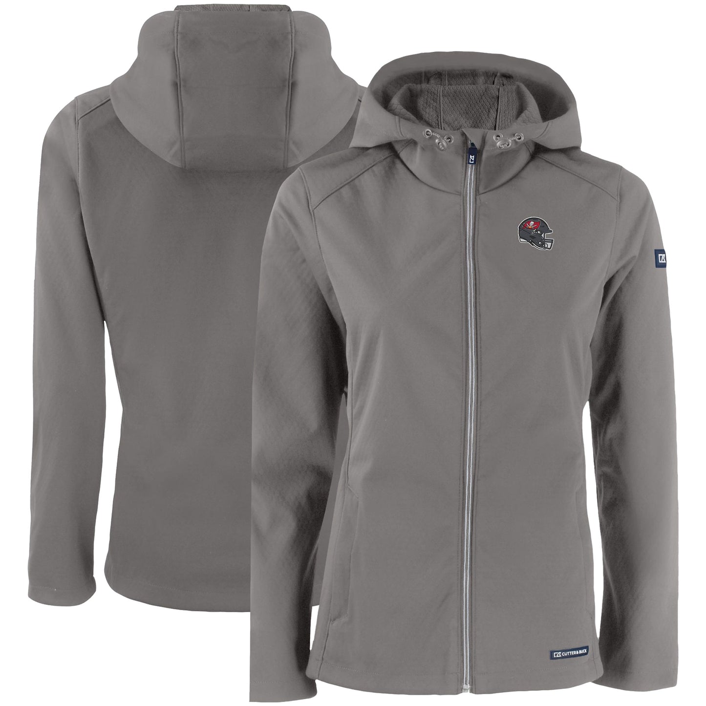 Women's Cutter & Buck Gray Tampa Bay Buccaneers Evoke Eco Softshell Recycled Full-Zip Hooded Jacket