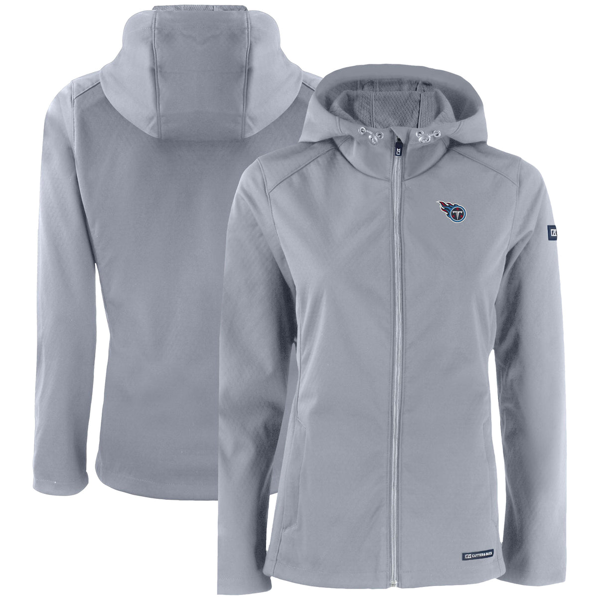 Women's Cutter & Buck Gray Tennessee Titans Evoke Eco Softshell Recycled Full-Zip Hooded Jacket